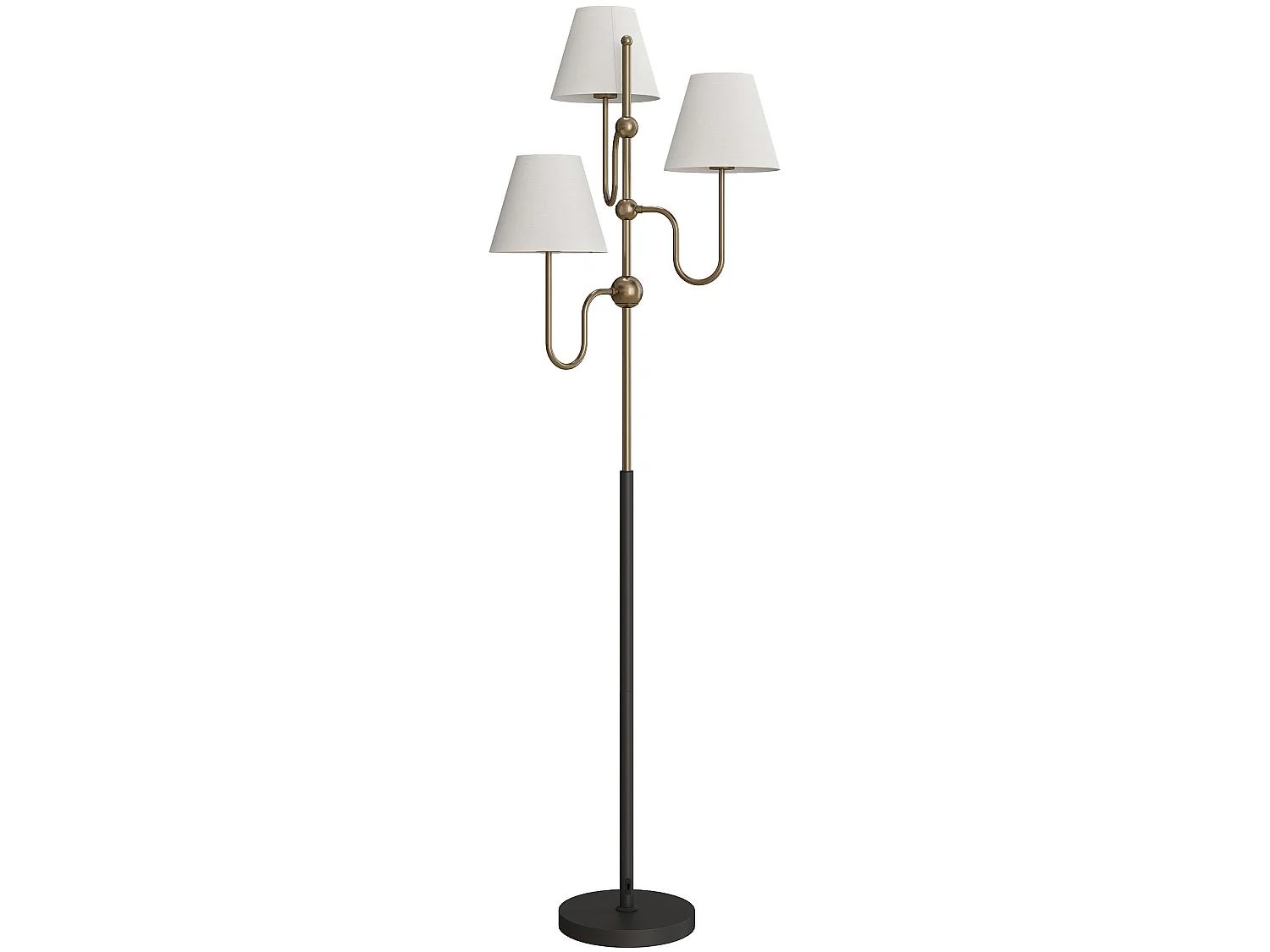 Tora Gold Tone Three Light Floor Lamp 165cm E27 Foot Switch