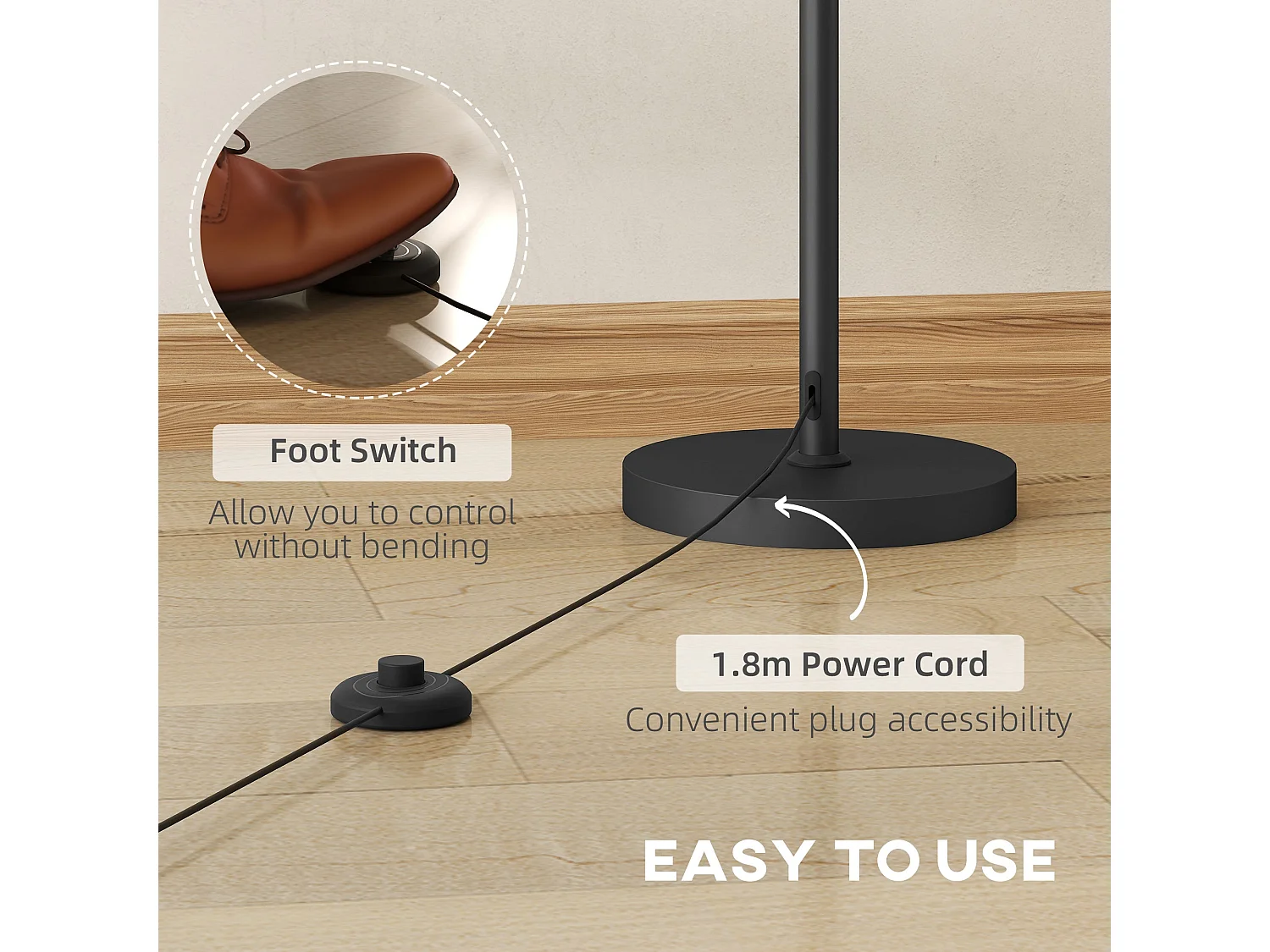 Tora Gold Tone Three Light Floor Lamp 165cm E27 Foot Switch