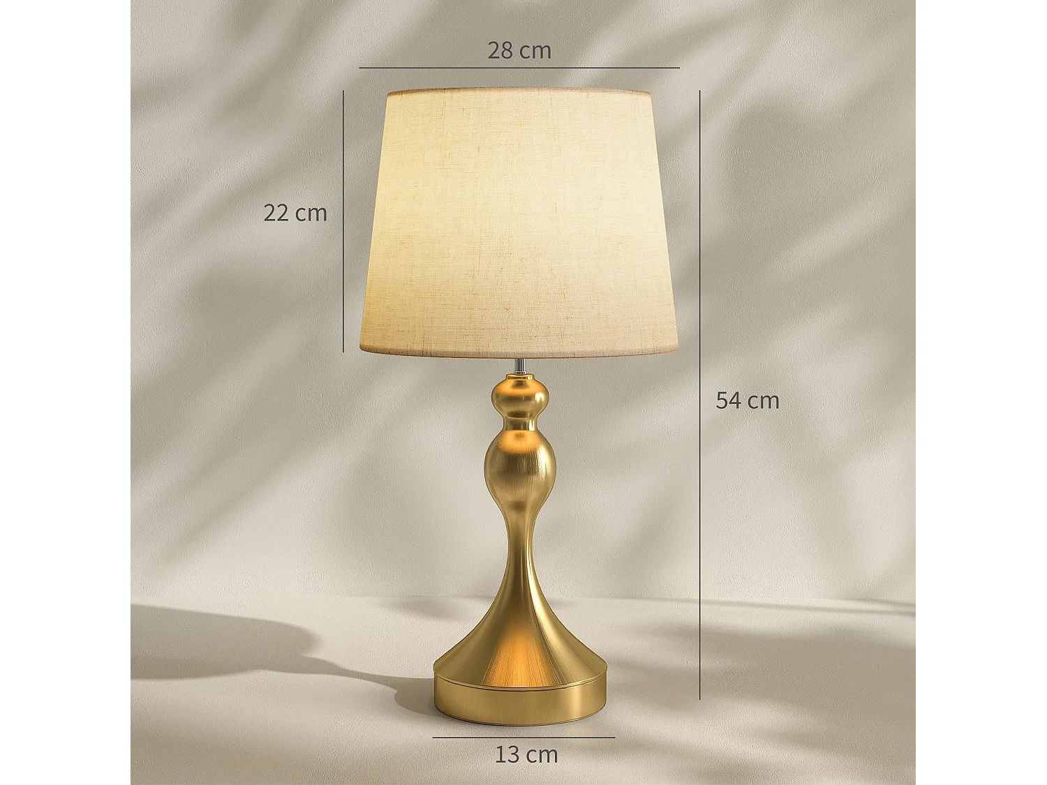 Rino Set of 2 Bedside Lamps Gold Tone With Linen Shades USB A and USB C Charging 9W LED 3 Colour