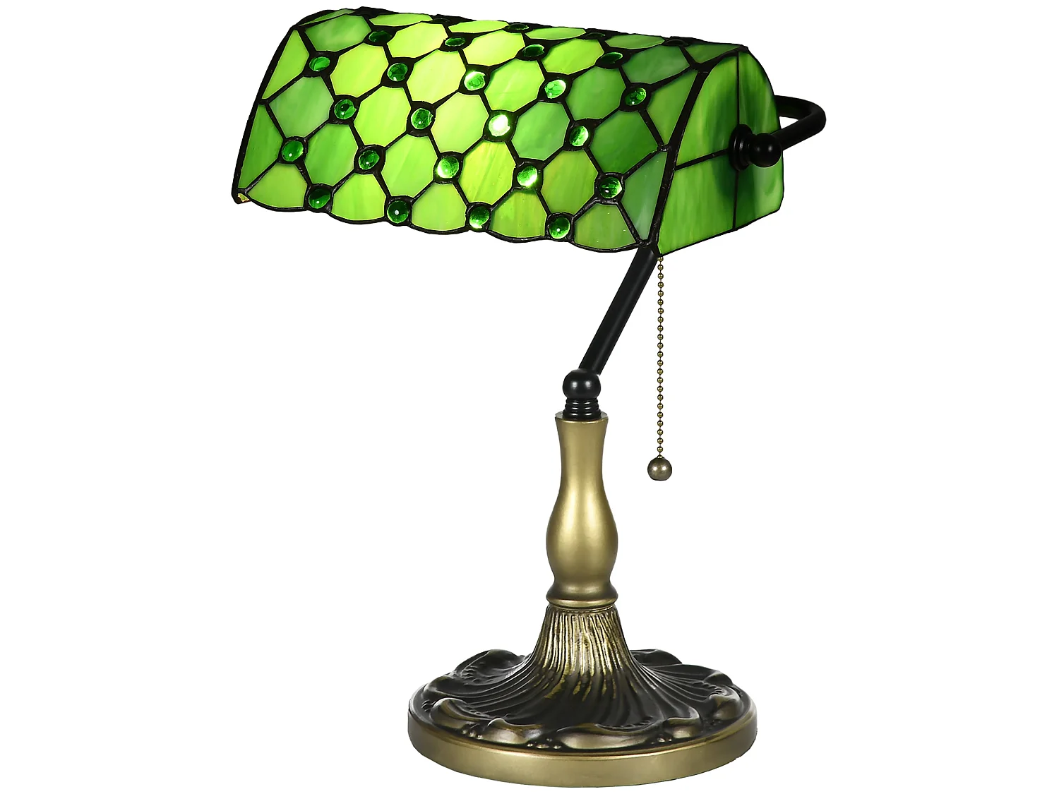 Nofilu Vintage Green Stained Glass Table Lamp 38cm E27
