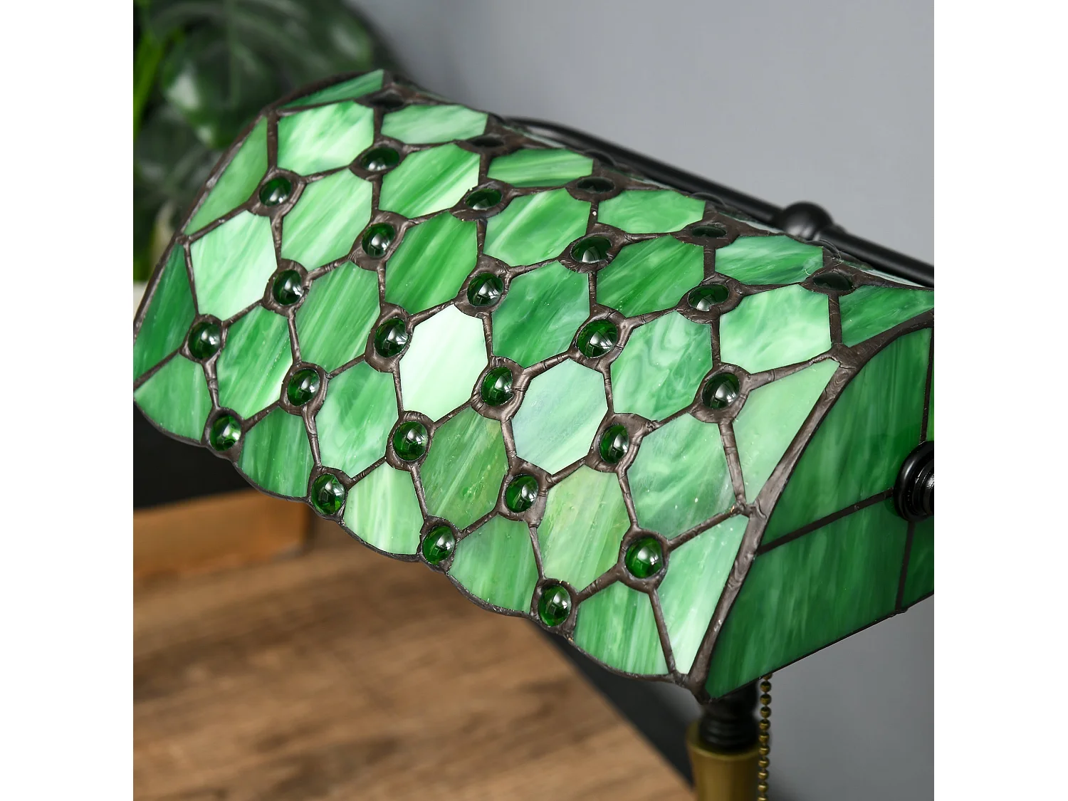 Nofilu Vintage Green Stained Glass Table Lamp 38cm E27