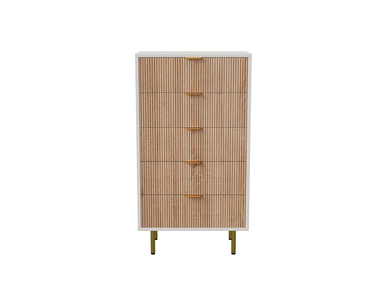 Commode en rotin à 5 tiroirs, 60x34x110 cm, commode pour chambre, meuble de rangement, buffet haut, commode étroite, meuble moderne pour salon