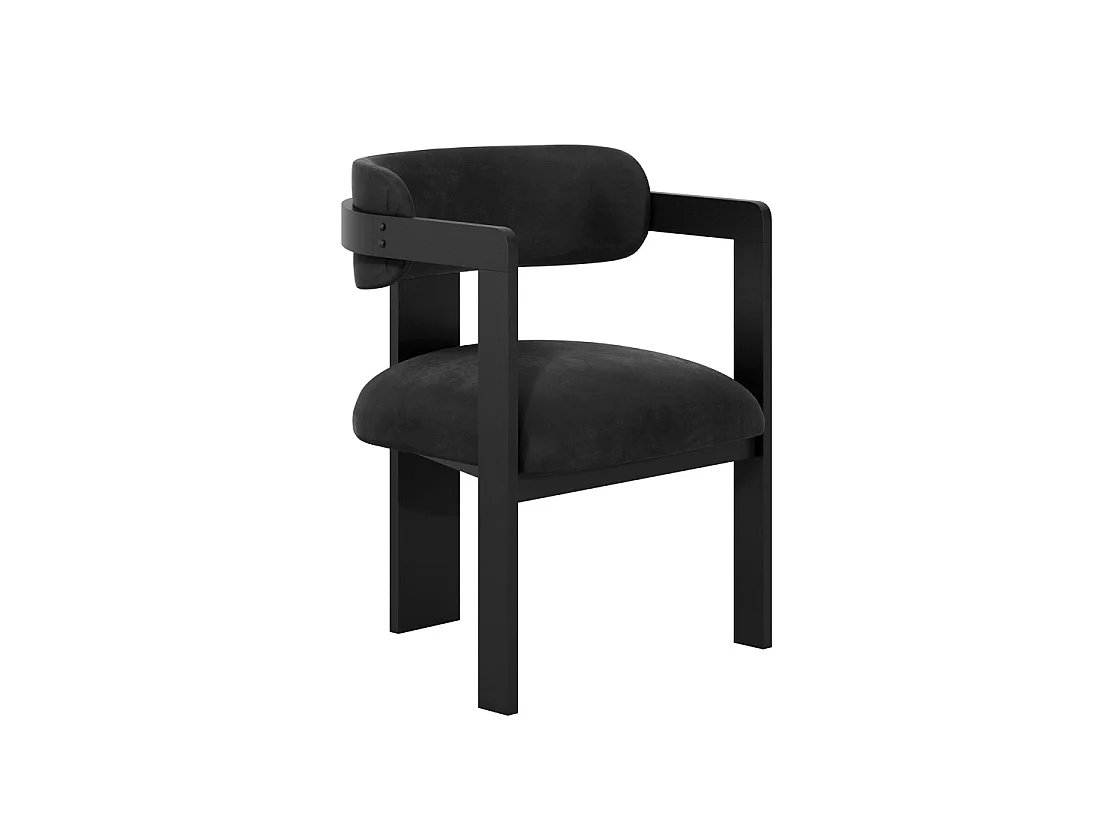 Thurles Black Velvet Upholstered Dining Chair with Armrests