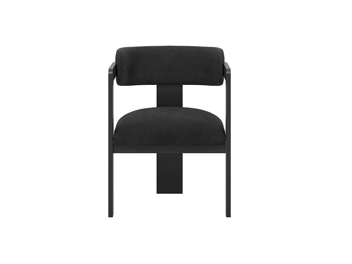 Thurles Black Velvet Upholstered Dining Chair with Armrests
