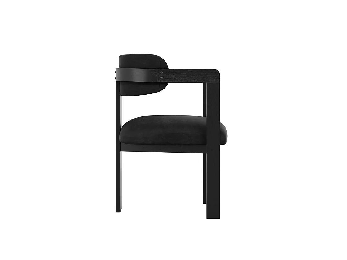 Thurles Black Velvet Upholstered Dining Chair with Armrests