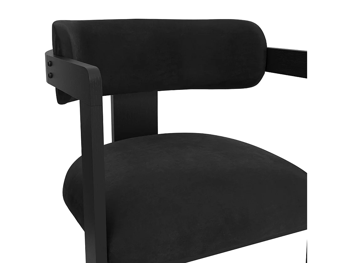 Thurles Black Velvet Upholstered Dining Chair with Armrests
