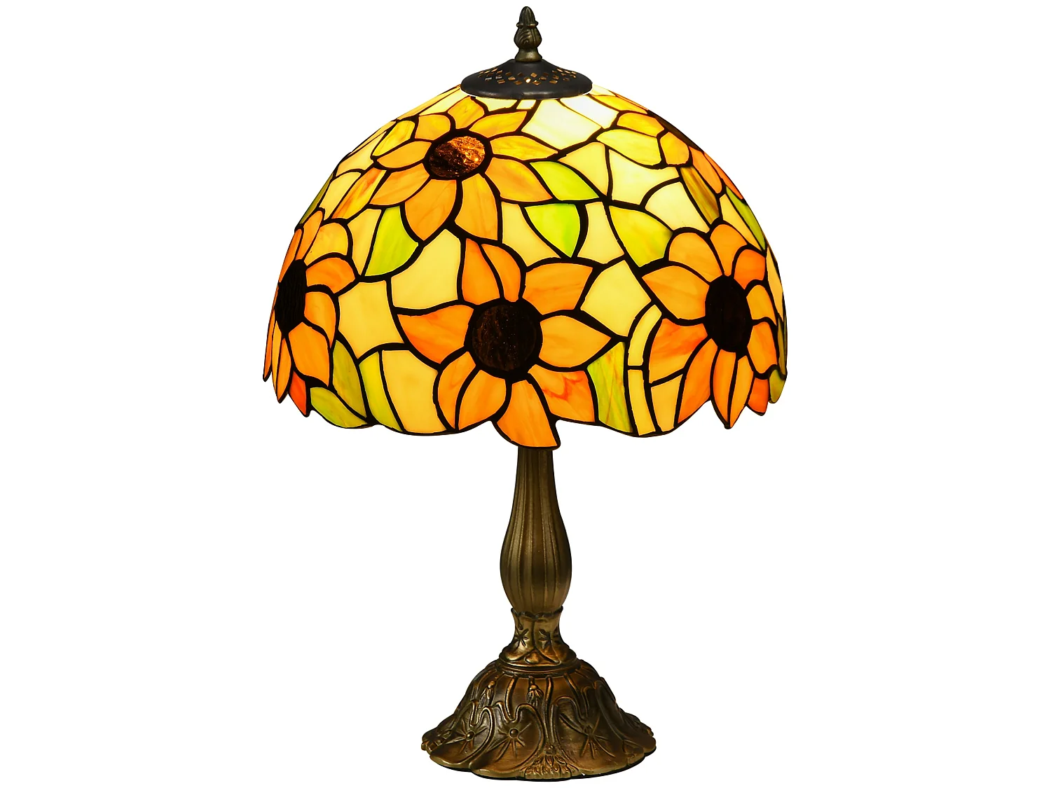 Sunflower Stained Glass Table Lamp 48cm E27 Zinc Alloy Base