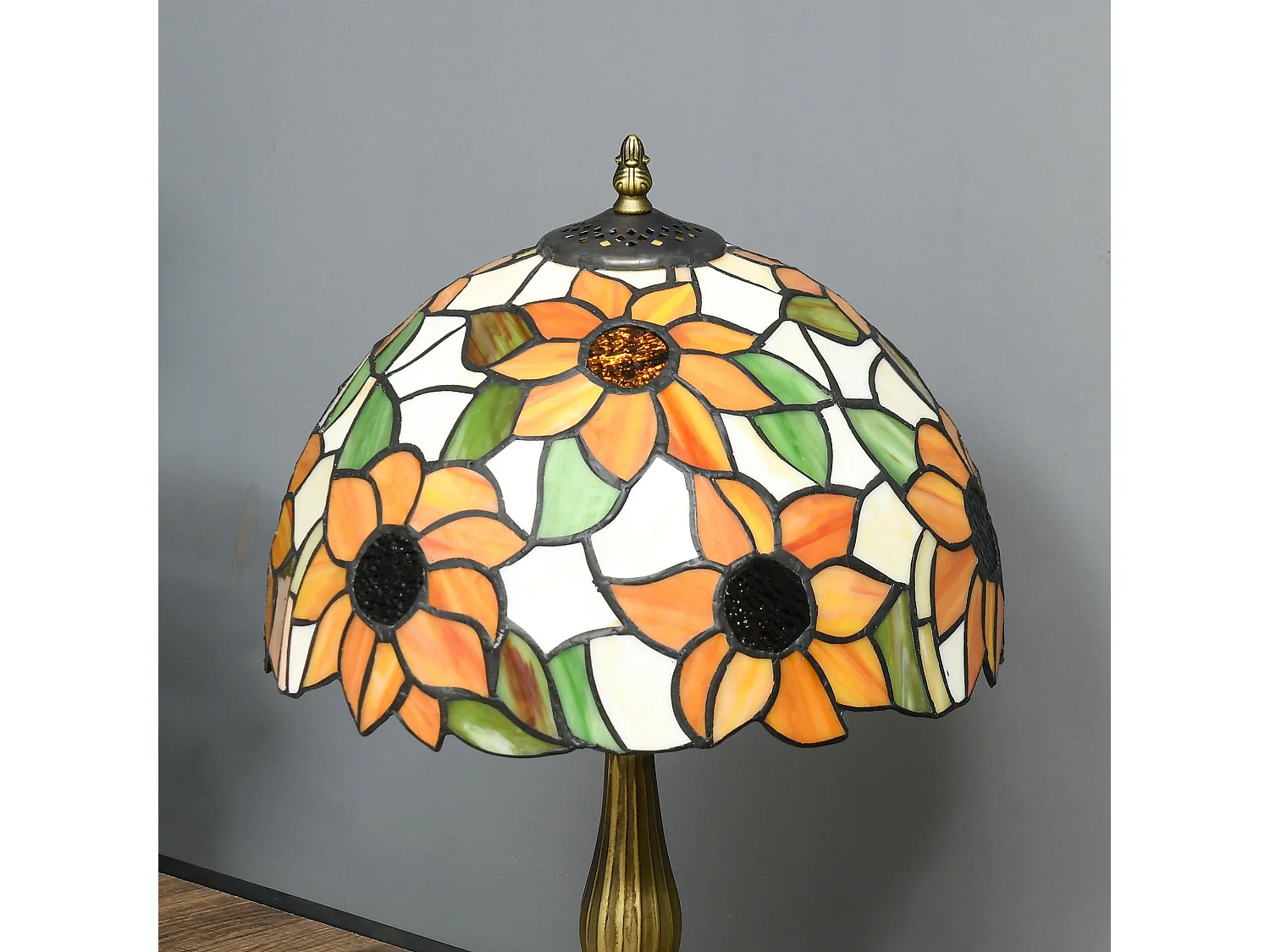Sunflower Stained Glass Table Lamp 48cm E27 Zinc Alloy Base