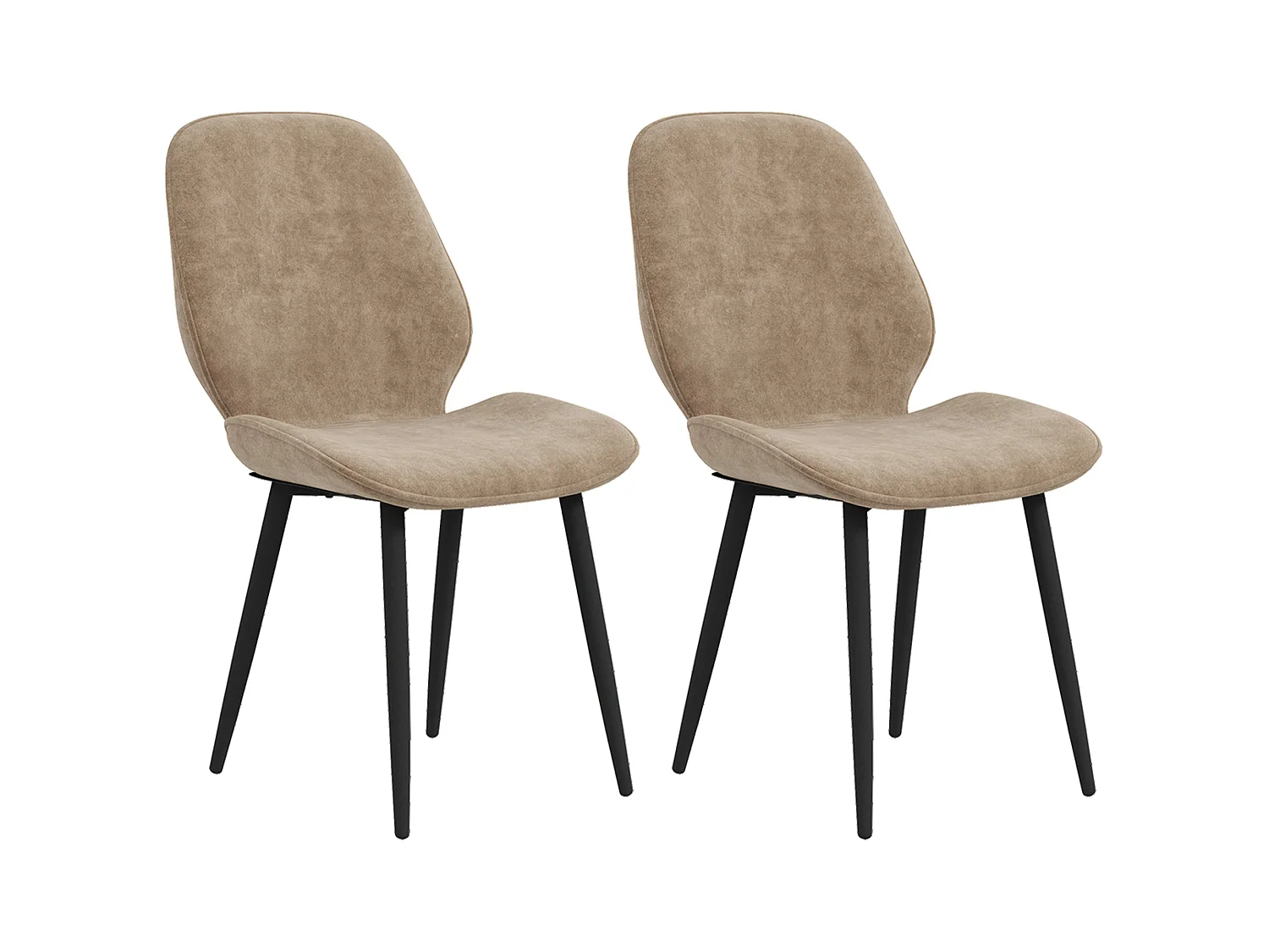 Sumaba Velvet Light Brown Dining Chairs Set of 2 Metal Legs Armless Modern Design
