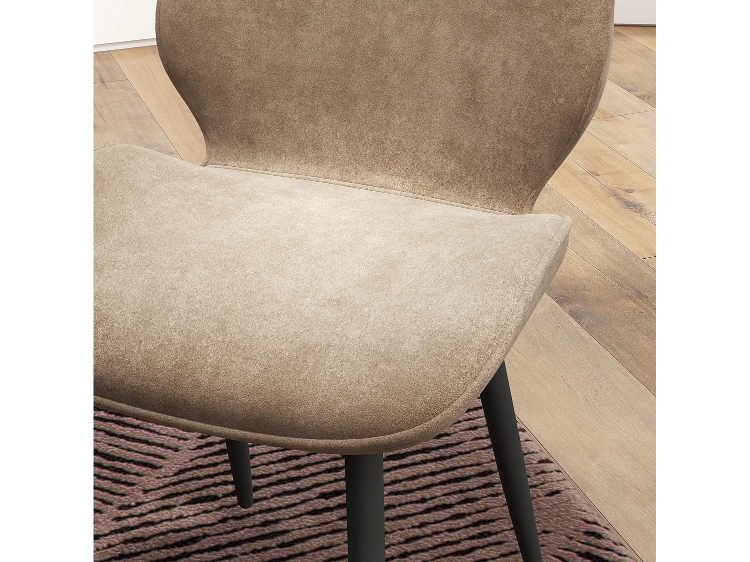 Sumaba Velvet Light Brown Dining Chairs Set of 2 Metal Legs Armless Modern Design