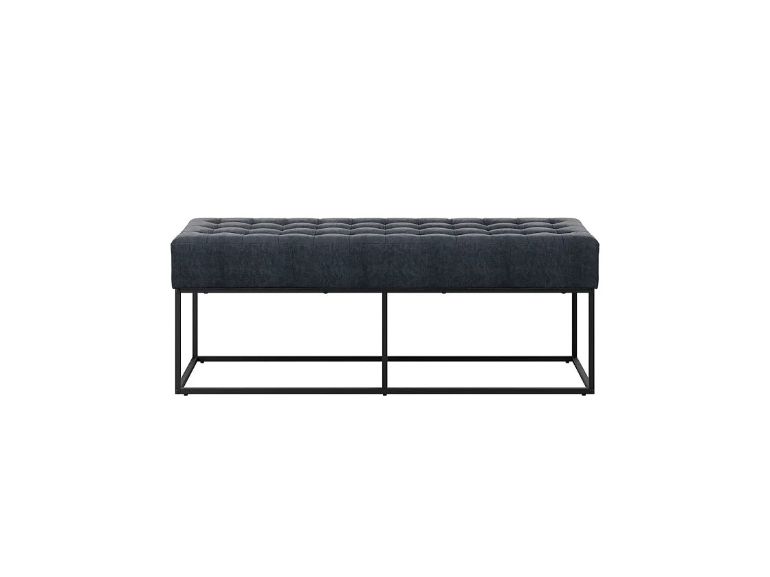 Cavan Steel Grey Chenille Upholstered Diamond Bench 121cm