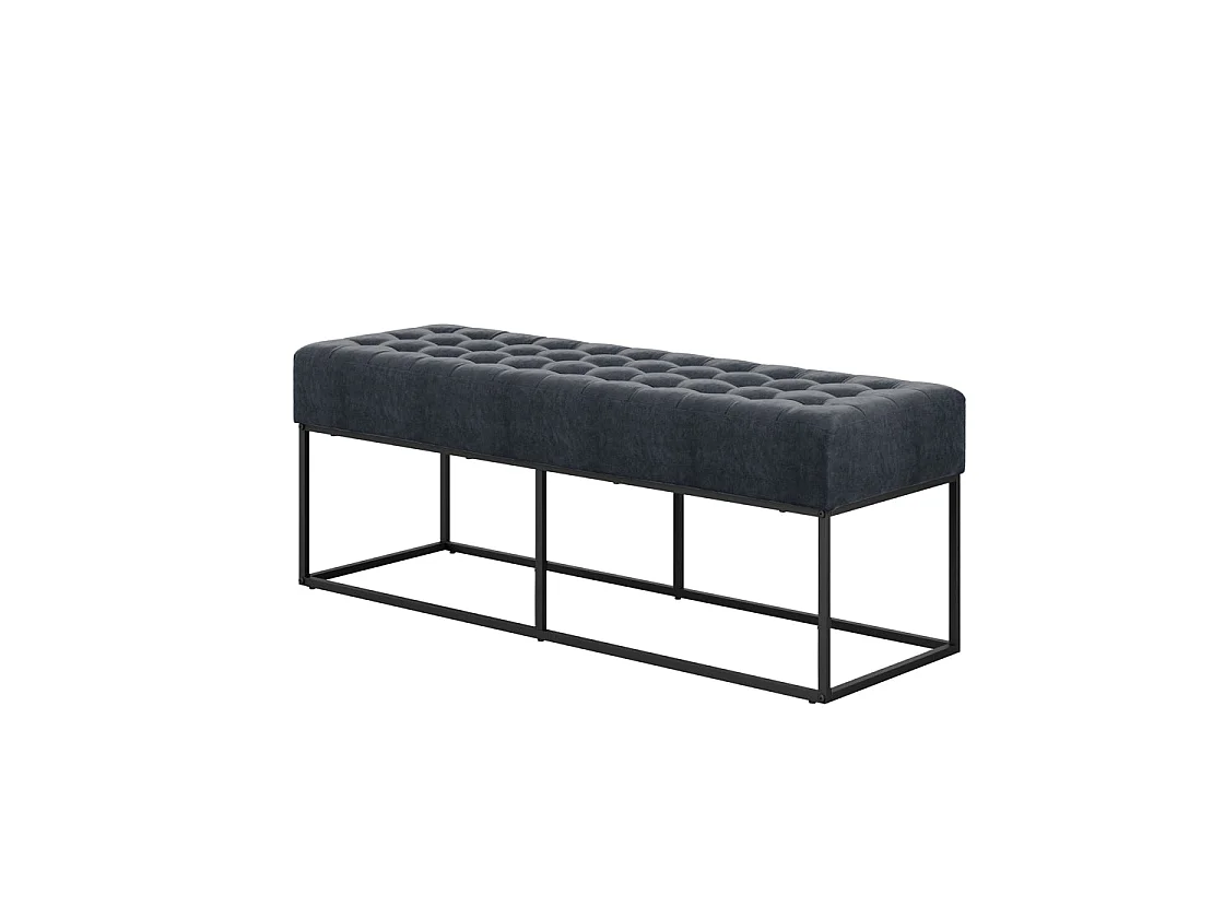 Cavan Steel Grey Chenille Upholstered Diamond Bench 121cm