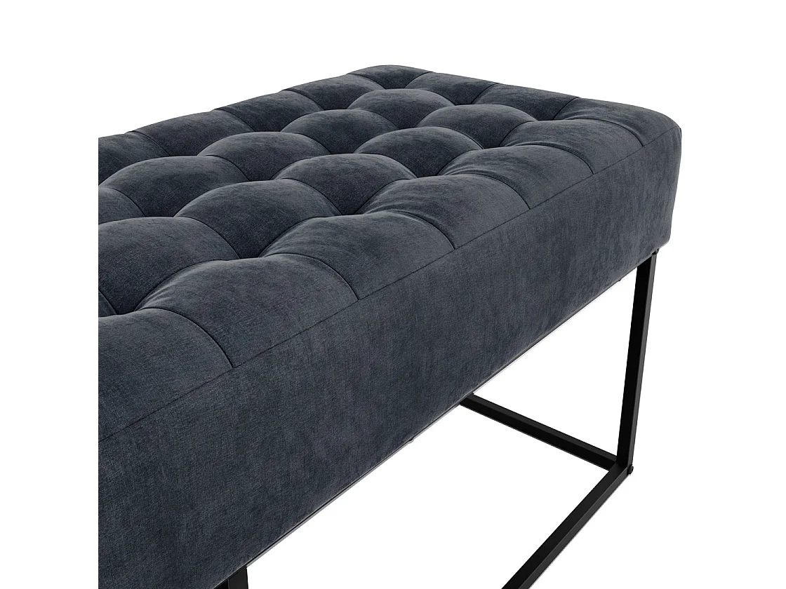 Cavan Steel Grey Chenille Upholstered Diamond Bench 121cm