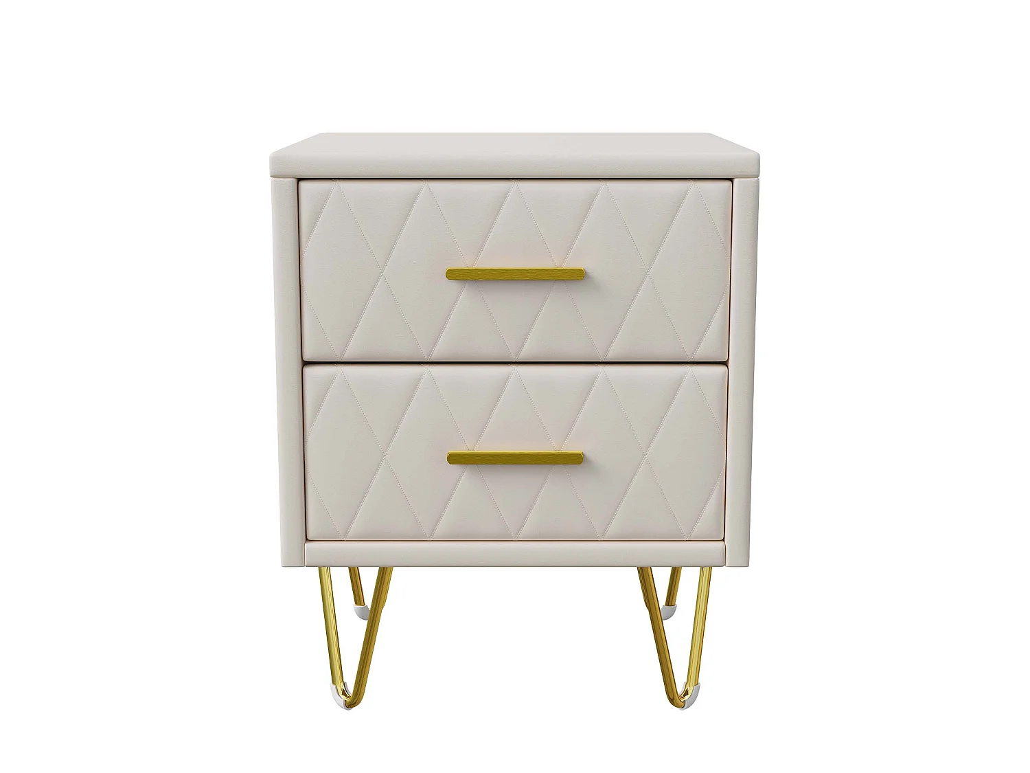Ensemble de 2 Tables de Chevet, Table de Chevet rembourrée avec Deux tiroirs et Rangement, Convient pour Salon, Chambre, Bureau, 41x35.5x51 cm, PU Beige