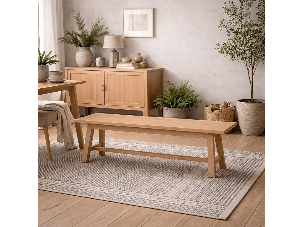 Arklow Latte Wooden Bench 180cm Rectangular Backless Seat