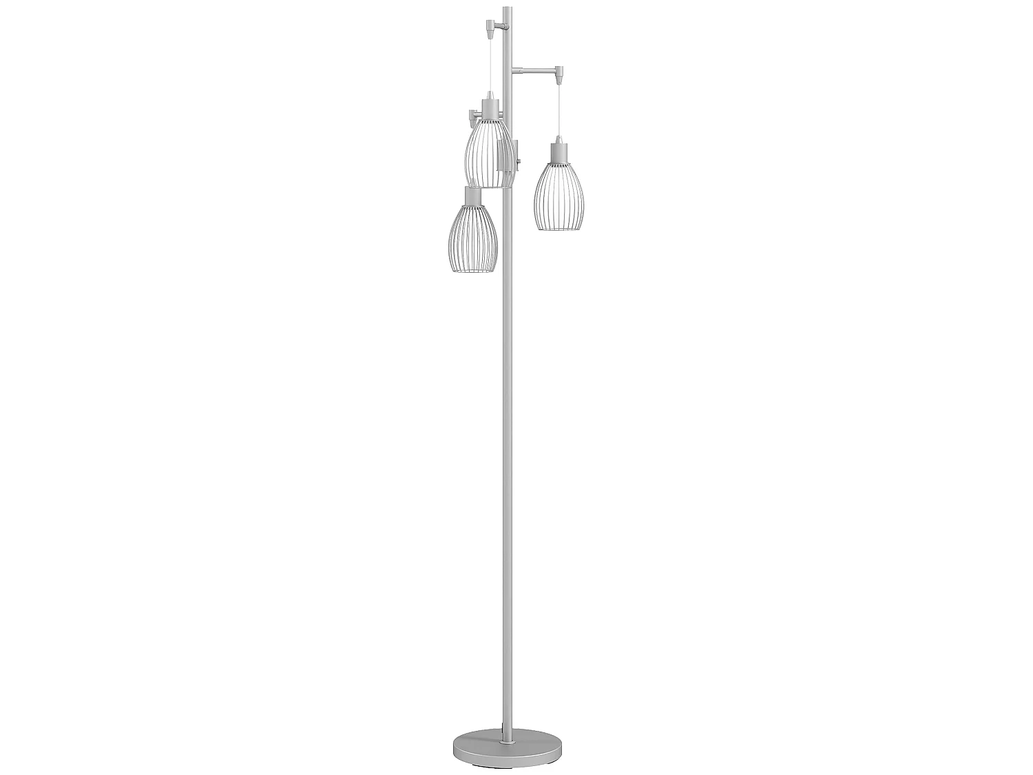 Moba 170cm Silver Tone Industrial 3 Light Floor Lamp with Wire Cage Shades