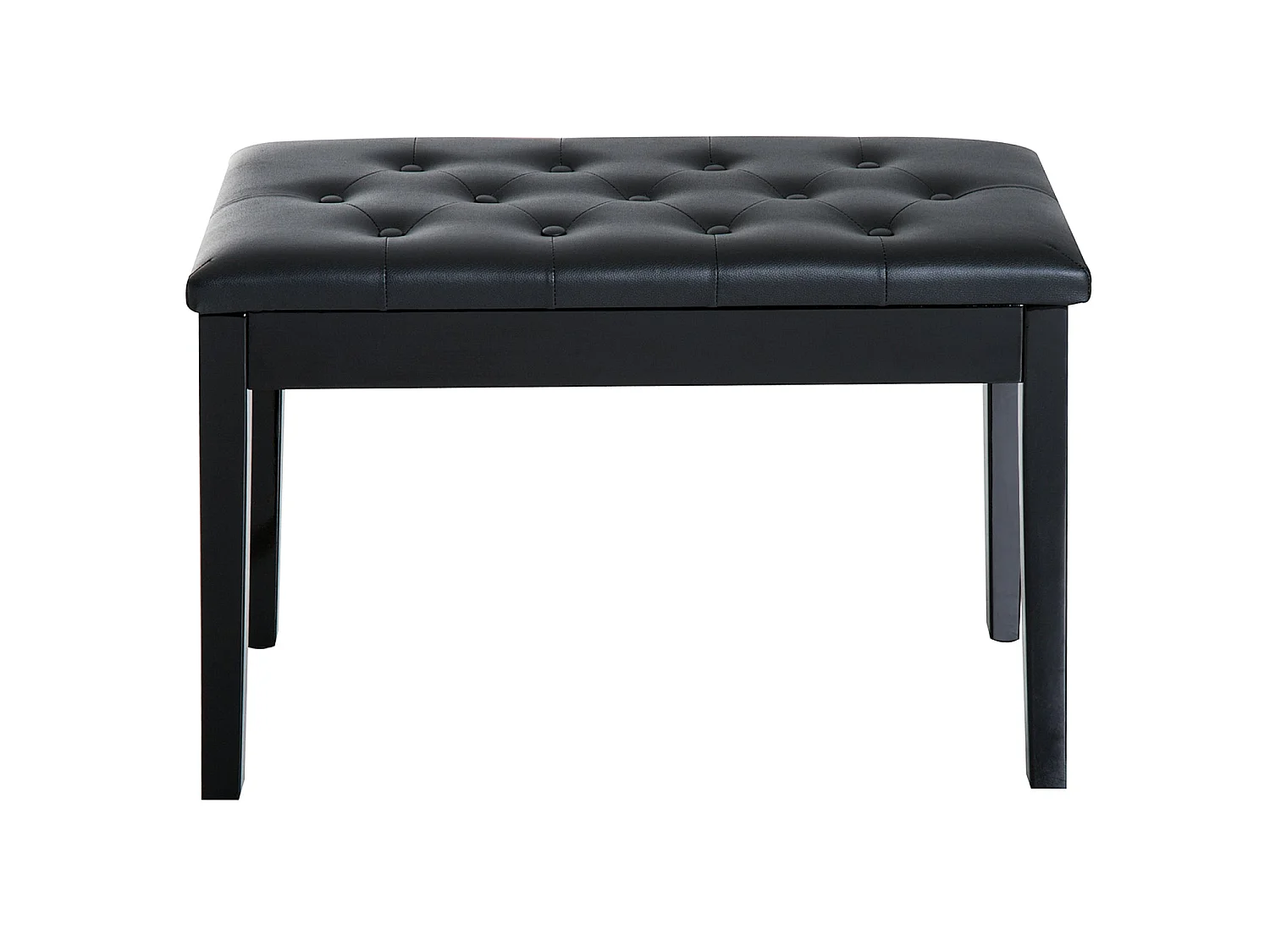 Milara Black Faux Leather Piano Bench with Hidden Storage Diamond Tufted