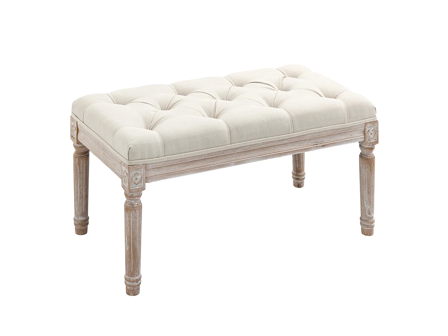Sose 80cm Tufted Cream Fabric Bench Mid Century End of Bed