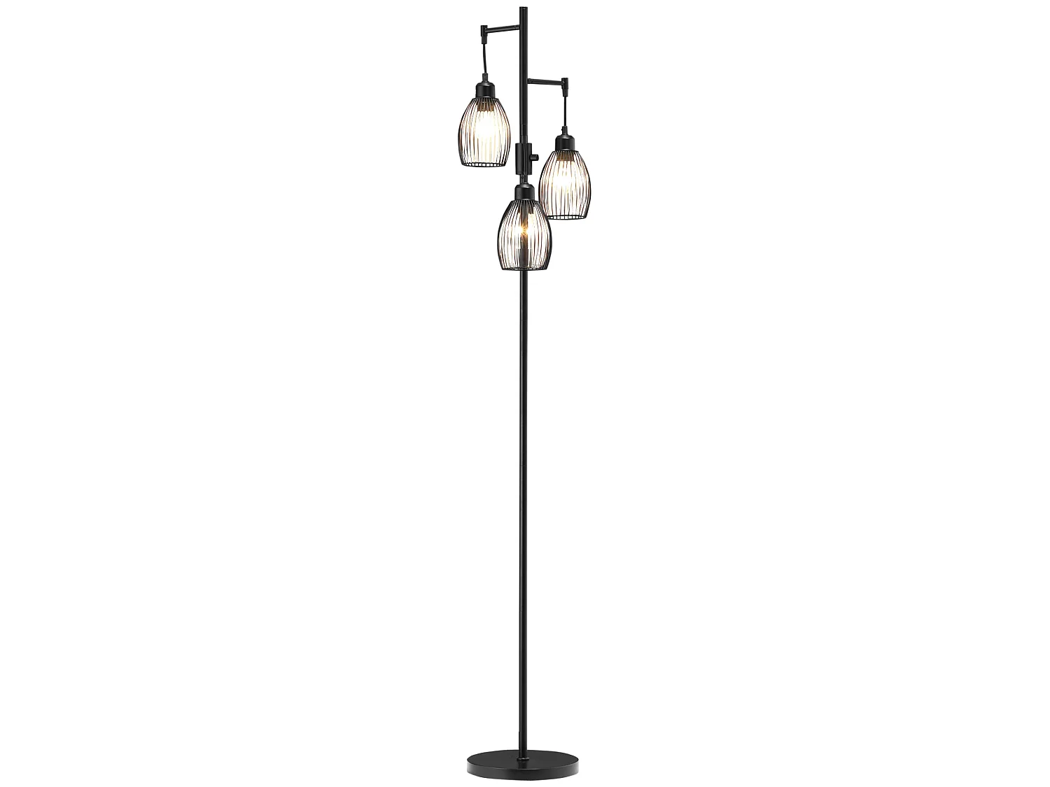 Elziba Industrial 3 Light Floor Lamp Black Wire Cage Shades 170.5cm