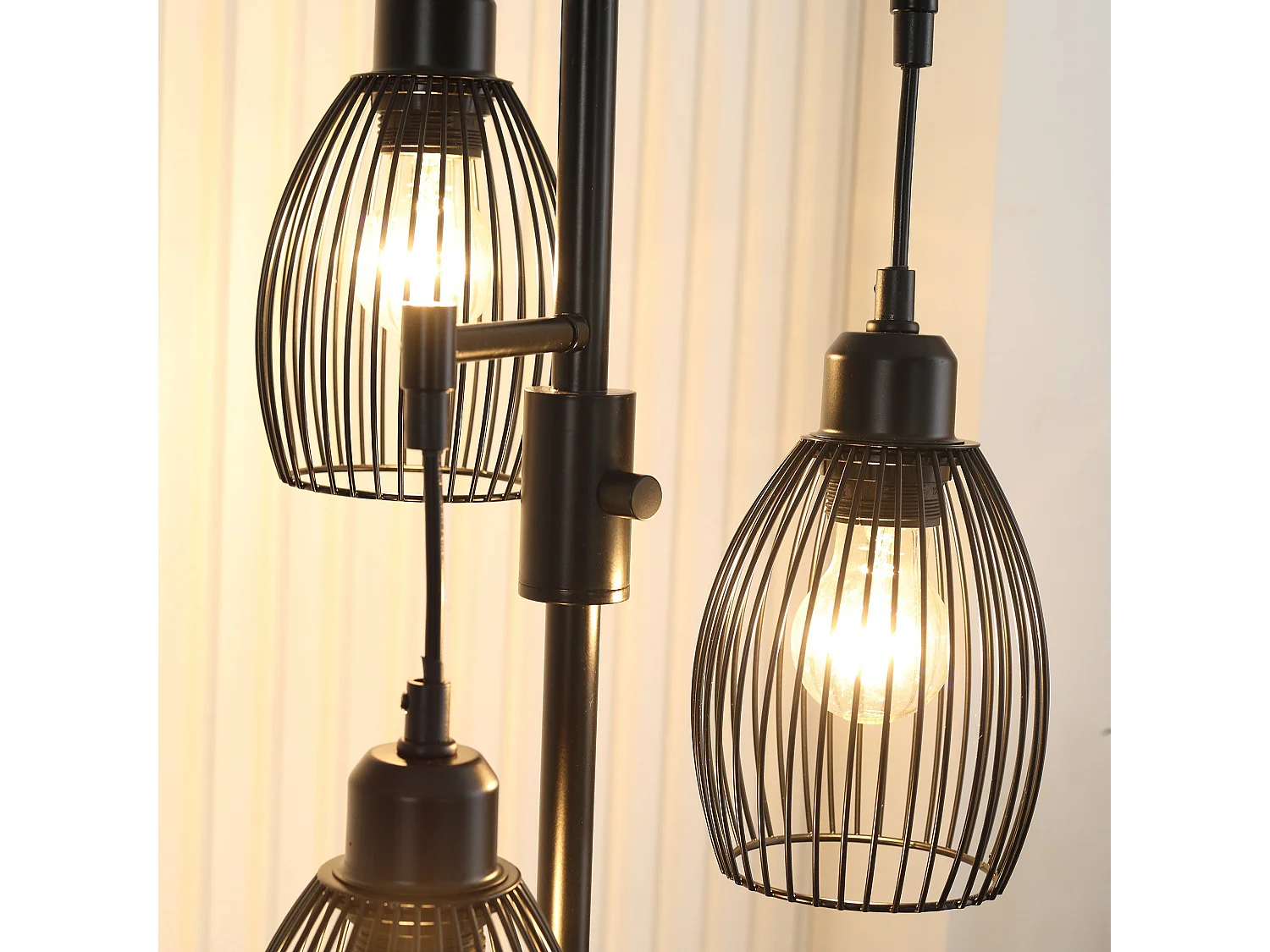 Elziba Industrial 3 Light Floor Lamp Black Wire Cage Shades 170.5cm