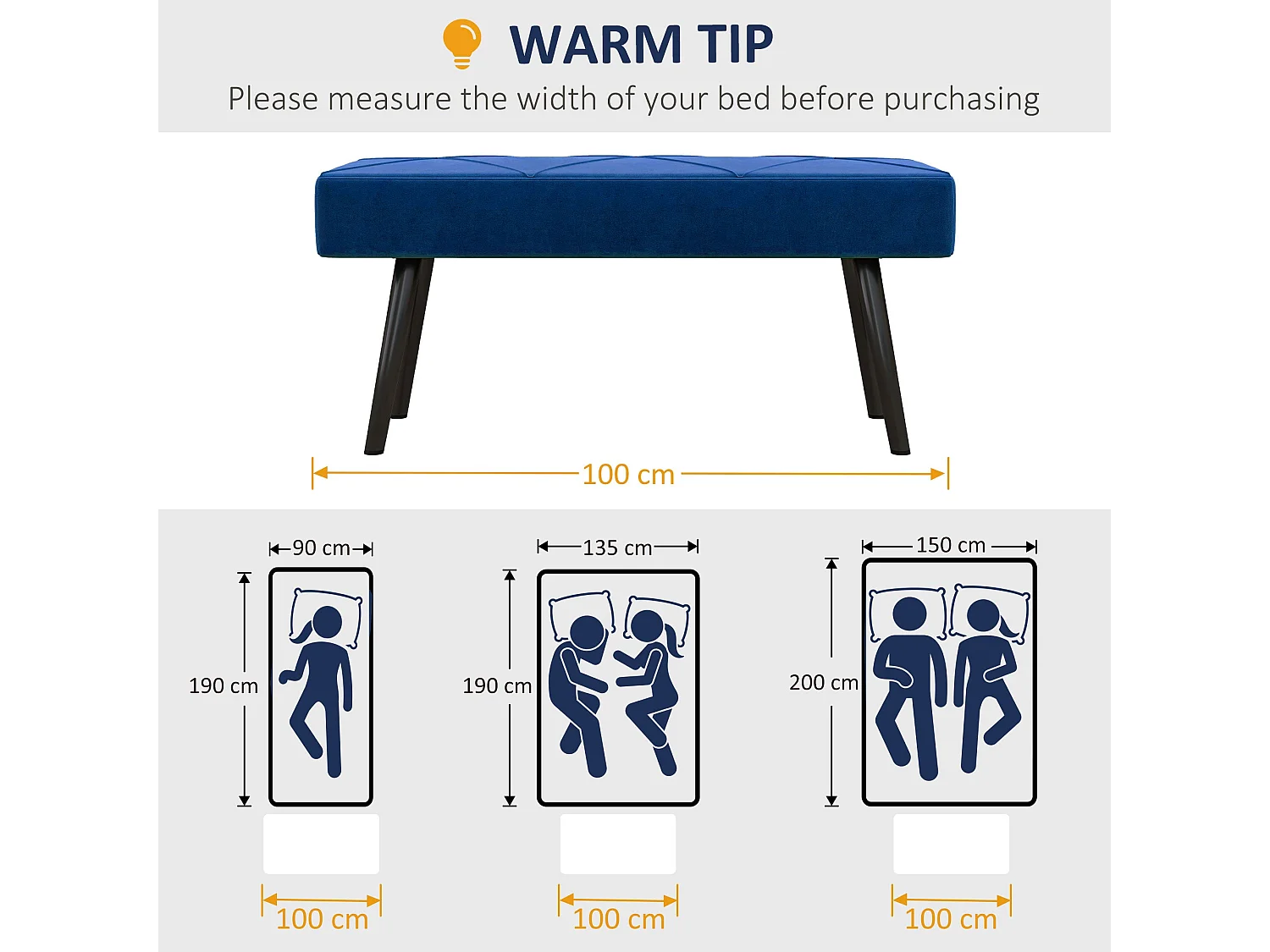 Mazuka Blue Velvet Feel End of Bed Bench with X Stitching Black Powder Coated Metal Legs