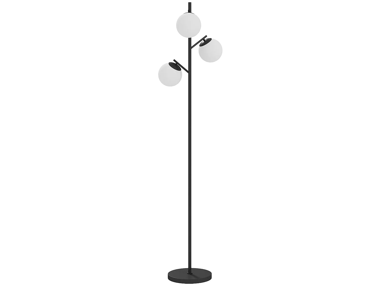 Dorizi 3 Light Black Metal Floor Lamp with Globe Glass Shades and Steel Base