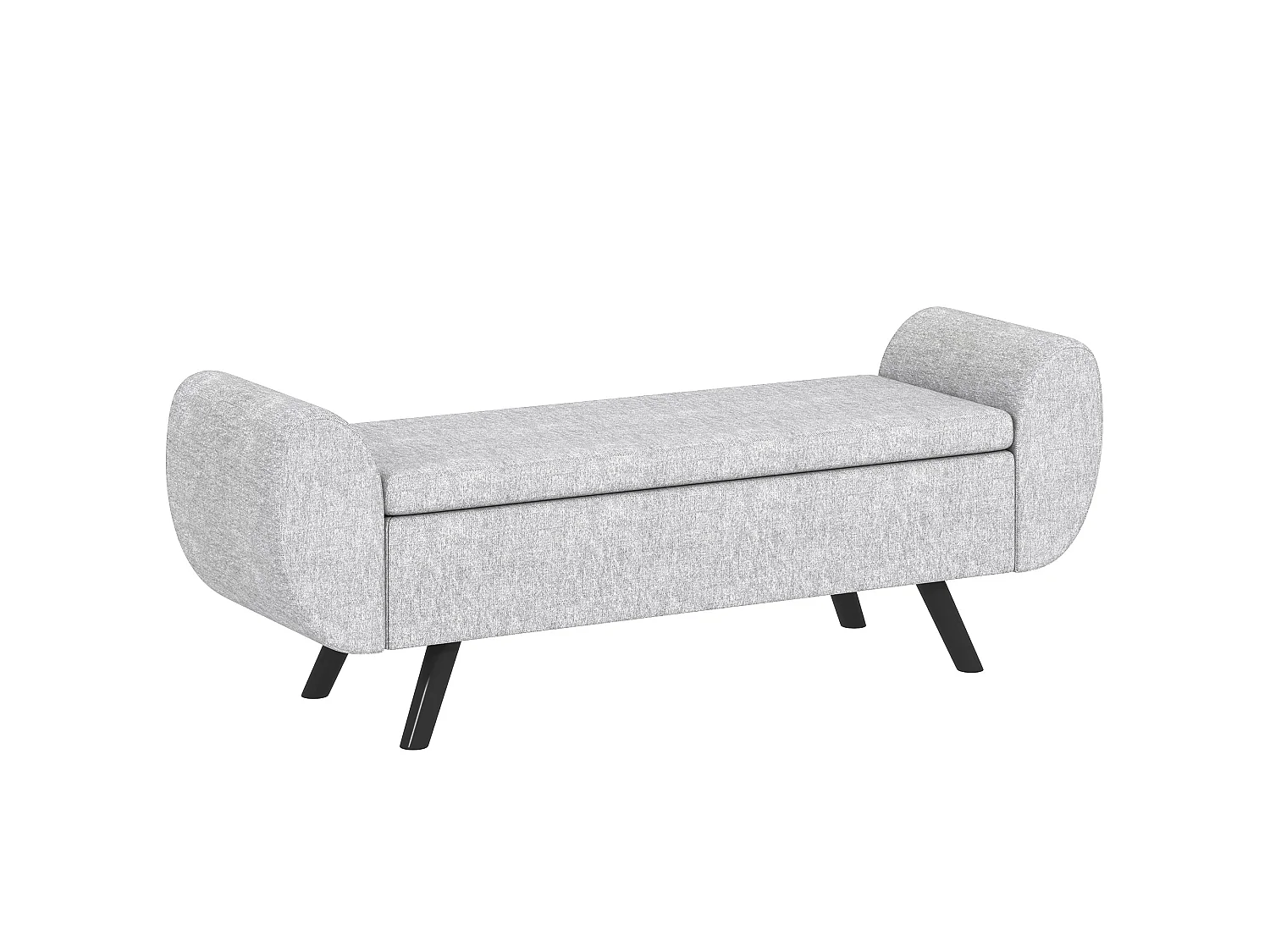 Nesama Linen Lift Top Storage Bench with Armrests Light Grey