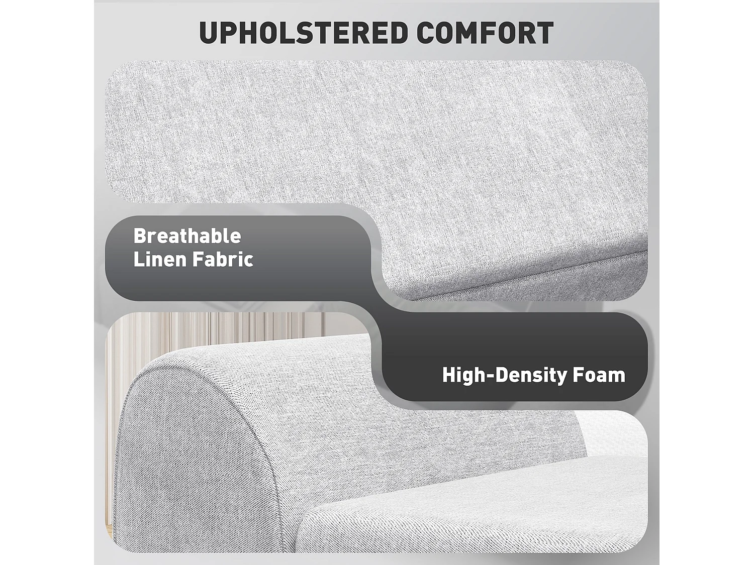 Nesama Linen Lift Top Storage Bench with Armrests Light Grey