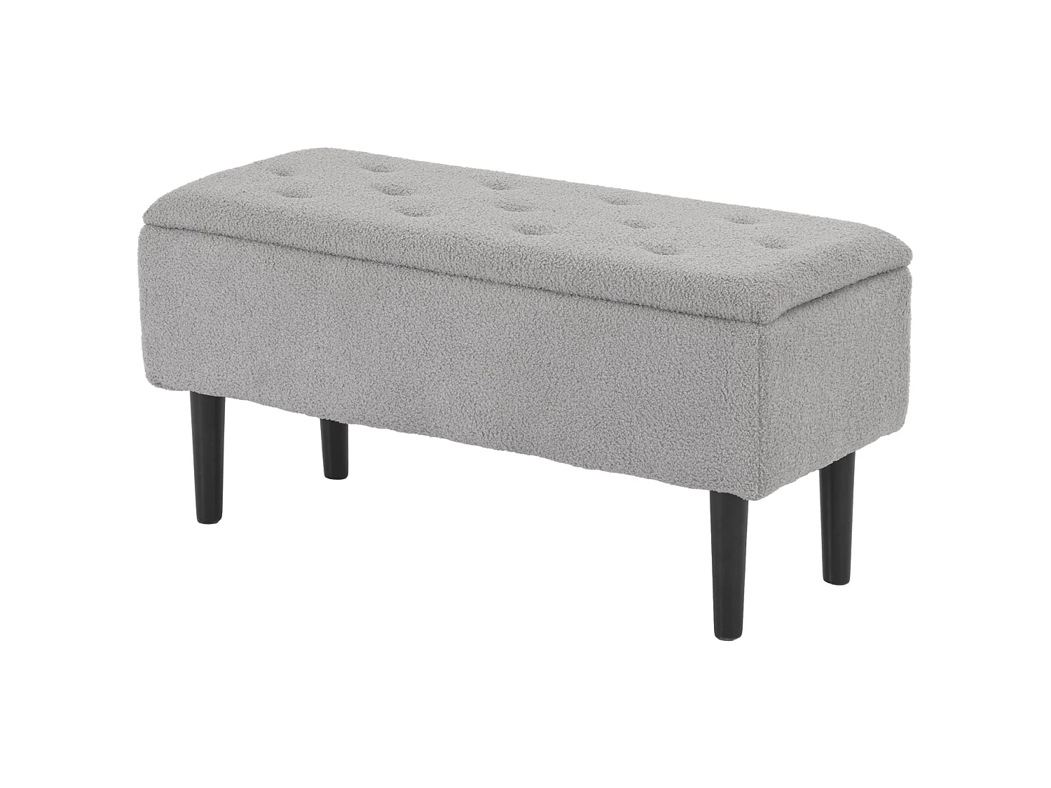 Vemovi Grey Fabric Storage Ottoman Bench with Wooden Legs 57 Litre