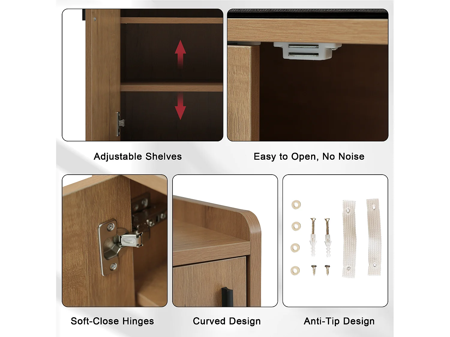 Shoe cabinet - with a bench and 3 doors - Natural