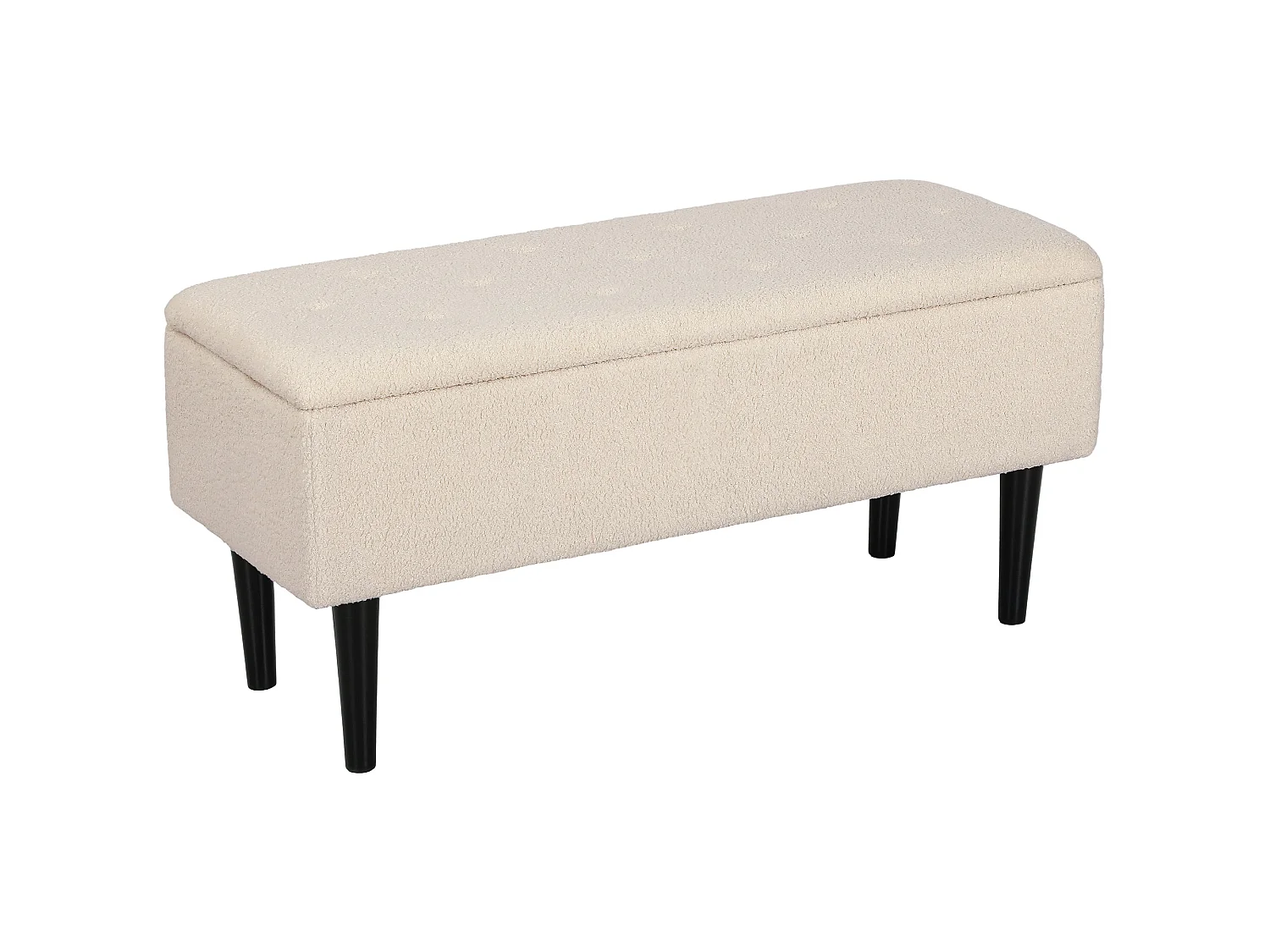 Nevano Bouclé Cream Storage Ottoman Teddy Fleece Bench with Lift Up Compartment
