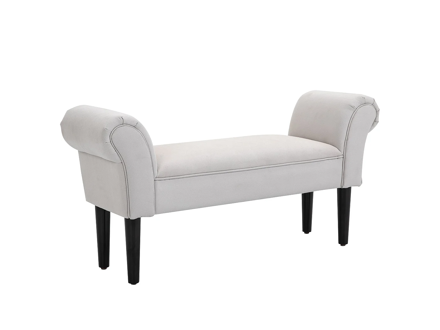 Cream PU Leather Piano Bench with Hidden Storage Rubberwood Legs
