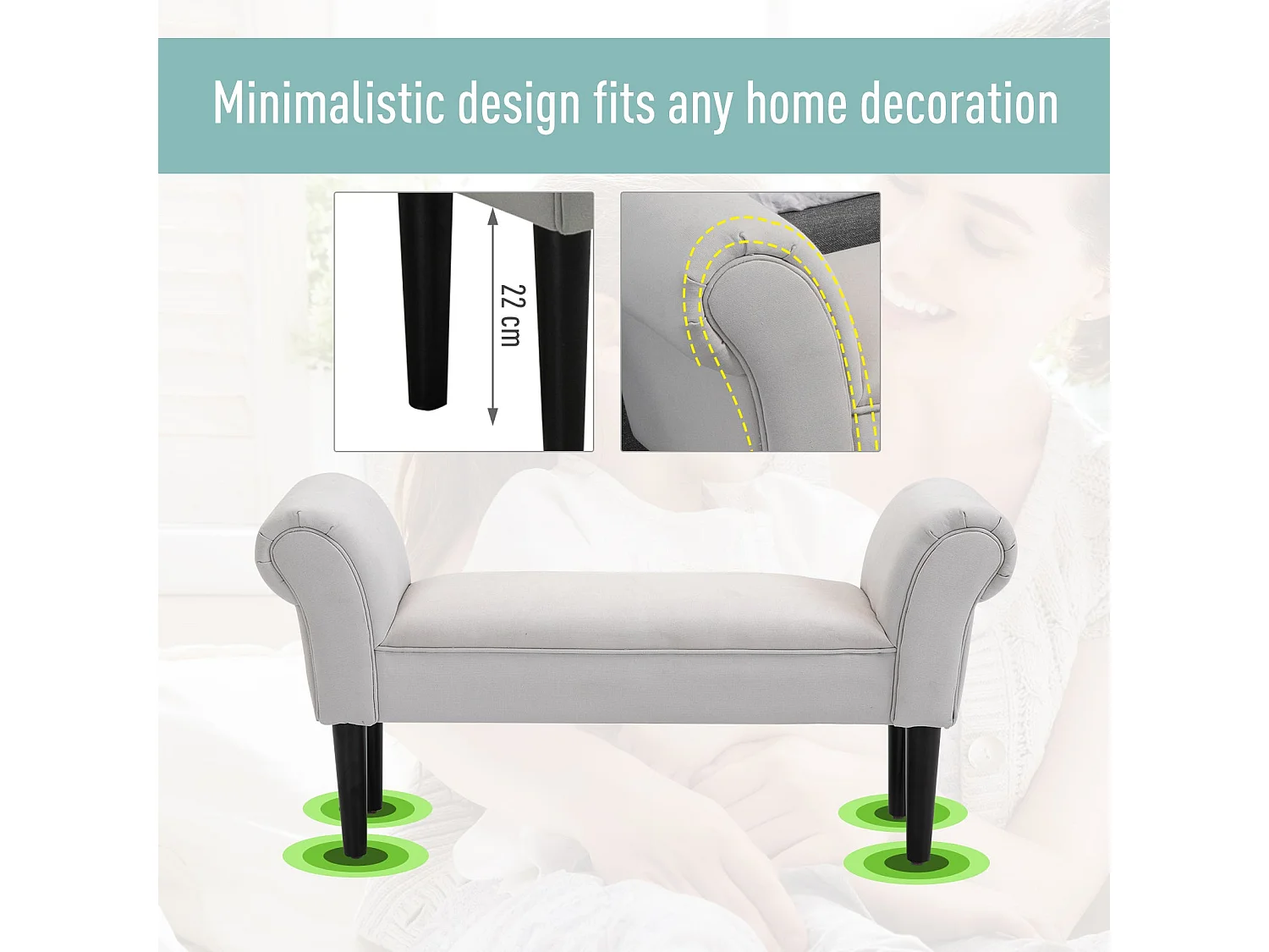 Cream PU Leather Piano Bench with Hidden Storage Rubberwood Legs
