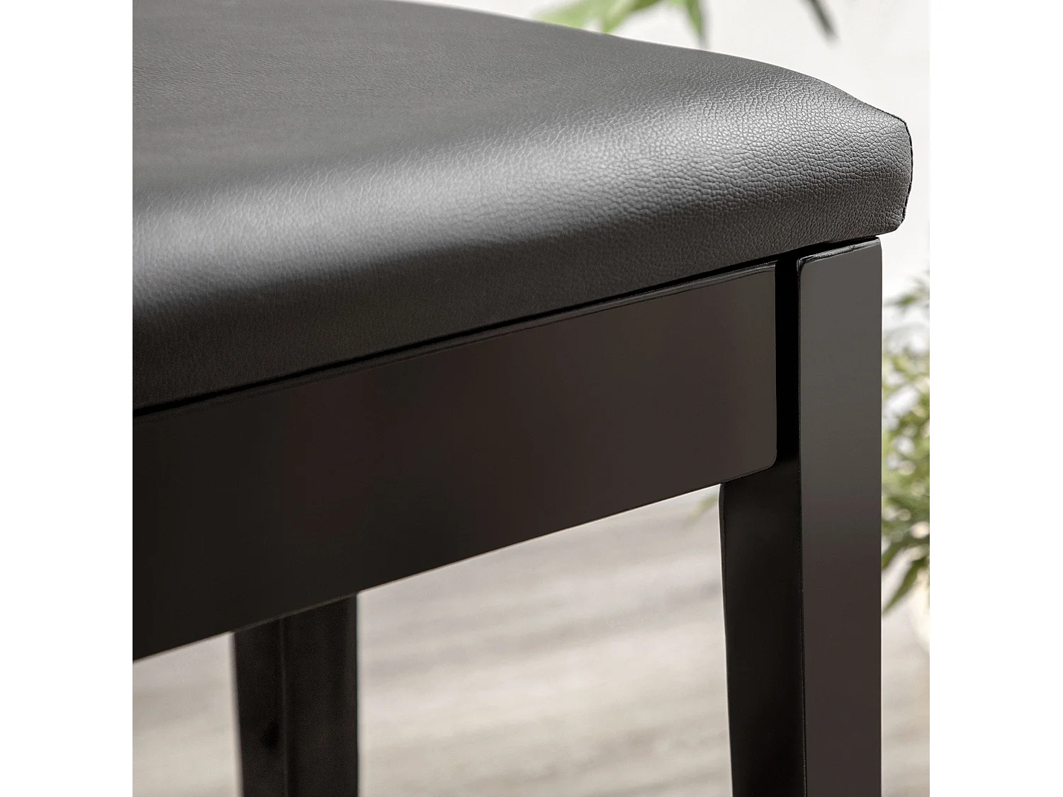 Ziyo Faux Leather Piano Bench with Padded Seat and Storage Compartment Black