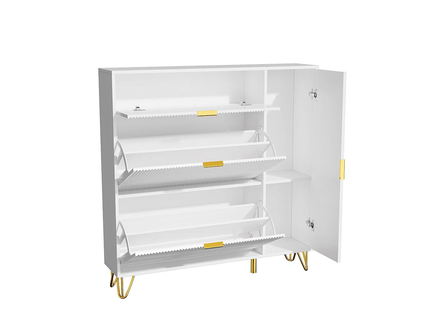 Meuble à Chaussures Slim 110x24x118.5cm, Armoire à Chaussures Blanche avec 3 Tiroirs Rabattables, Rangement Chaussures Moderne pour Entrée et Couloir