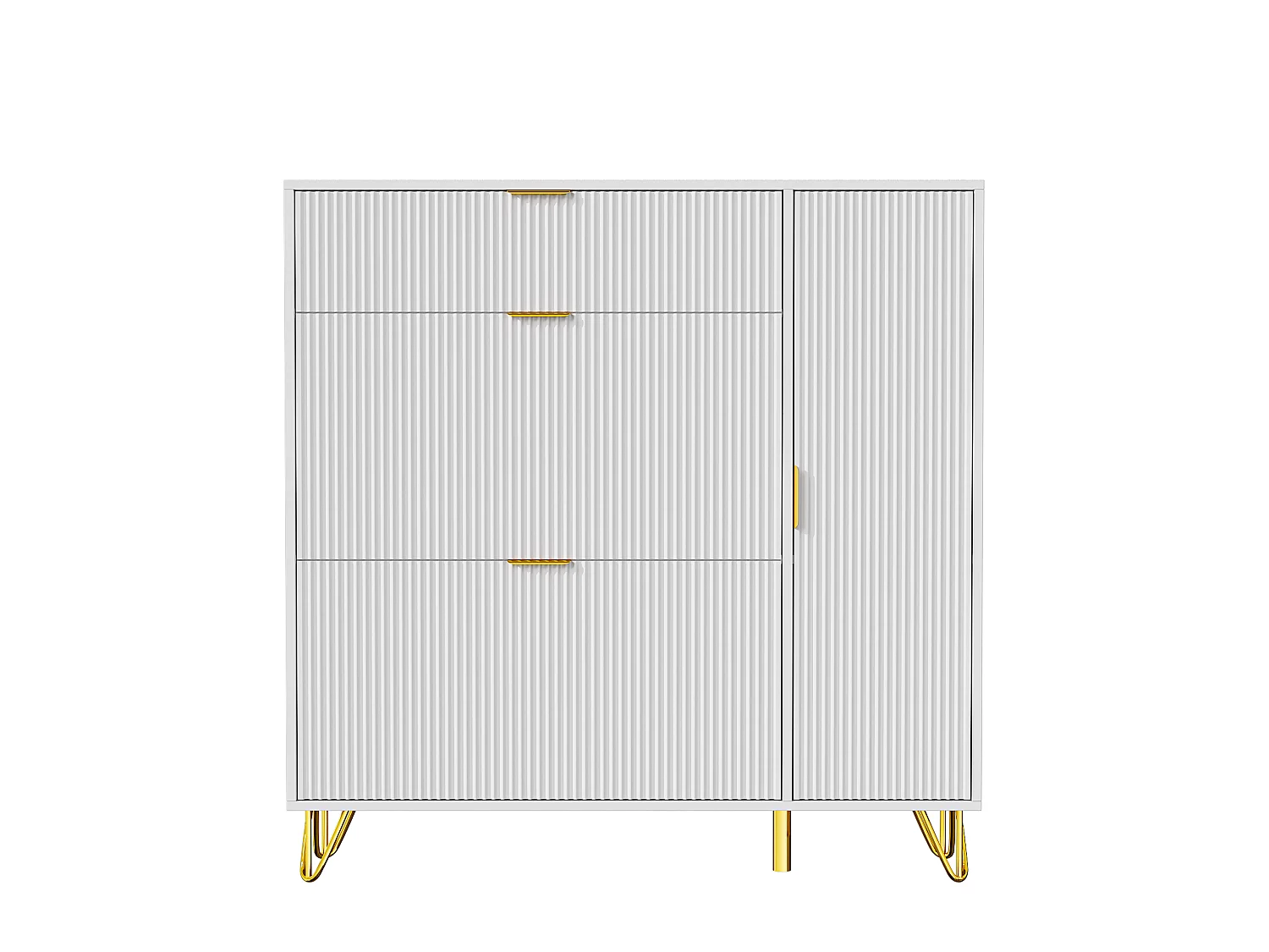 Meuble à Chaussures Slim 110x24x118.5cm, Armoire à Chaussures Blanche avec 3 Tiroirs Rabattables, Rangement Chaussures Moderne pour Entrée et Couloir