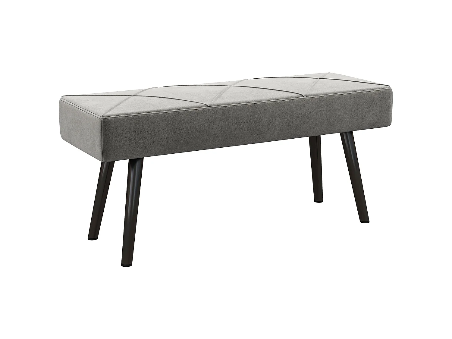 Mazuka Grey Velvet Feel Bench with X Frame Black Metal Legs 100cm