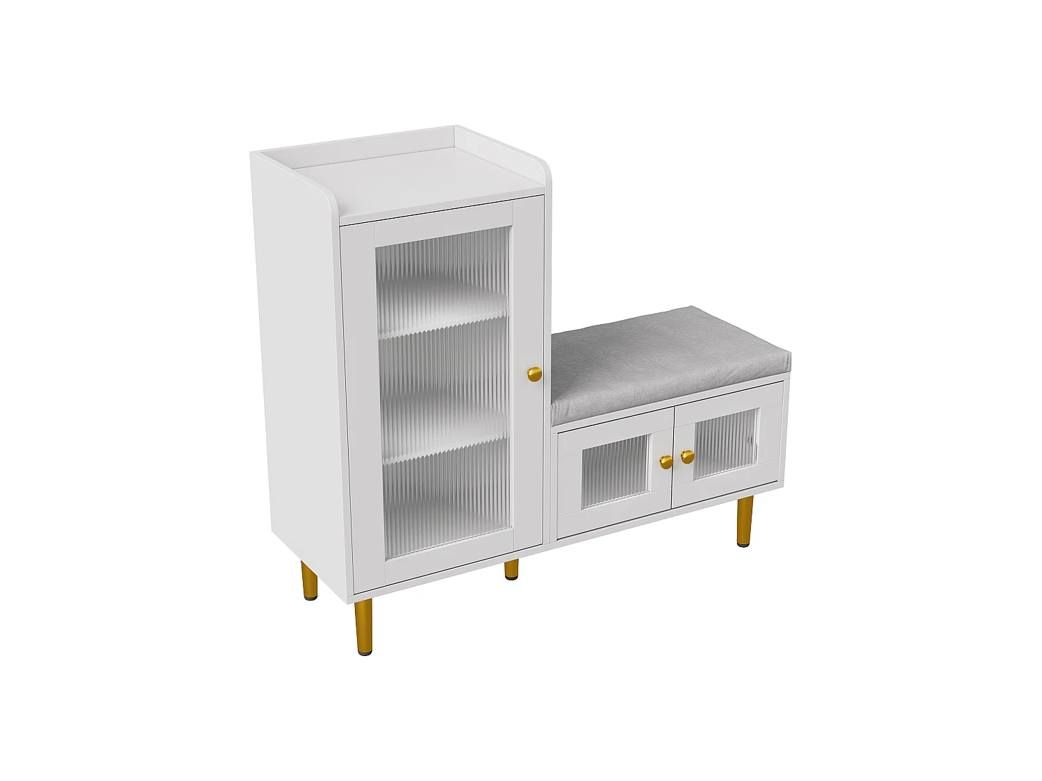 Banc à Chaussures avec Tabouret et Étageres réglables, Armoire à Chaussures avec Assise, Meuble à Chaussures en Porte, pour Entrée, 100x35x90cm, Blanc