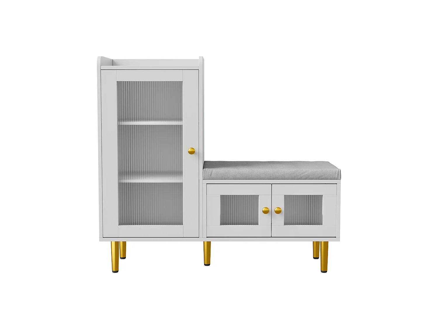 Banc à Chaussures avec Tabouret et Étageres réglables, Armoire à Chaussures avec Assise, Meuble à Chaussures en Porte, pour Entrée, 100x35x90cm, Blanc