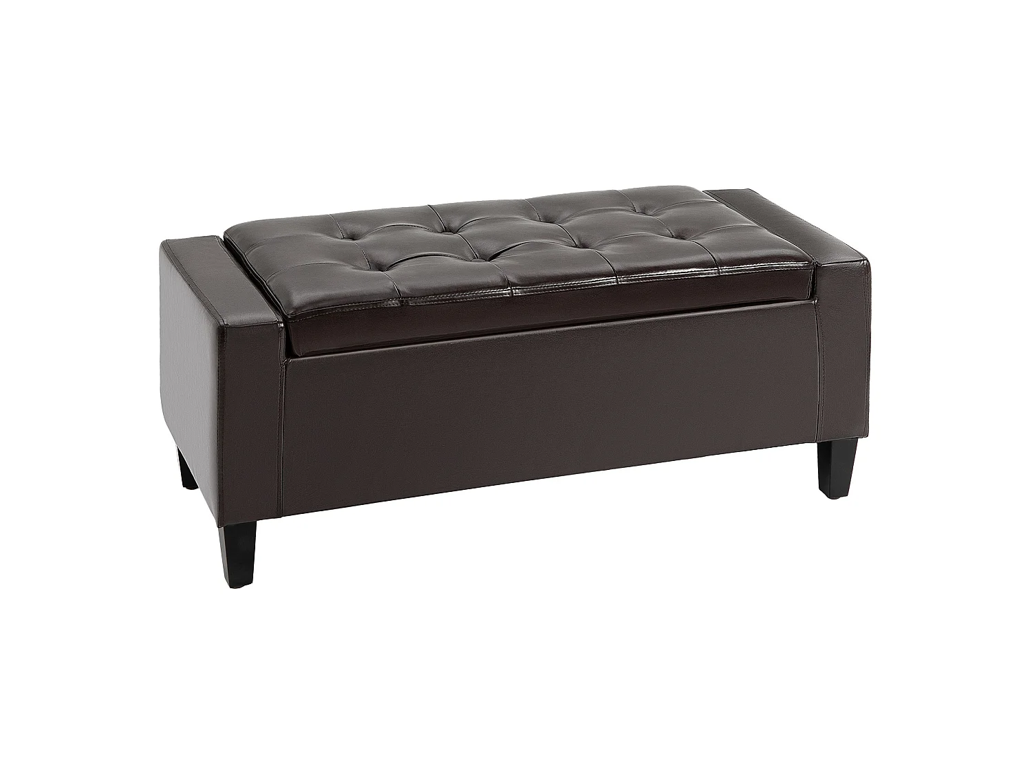 Rira Brown Faux Leather Storage Piano Bench Diamond Tufted Seat