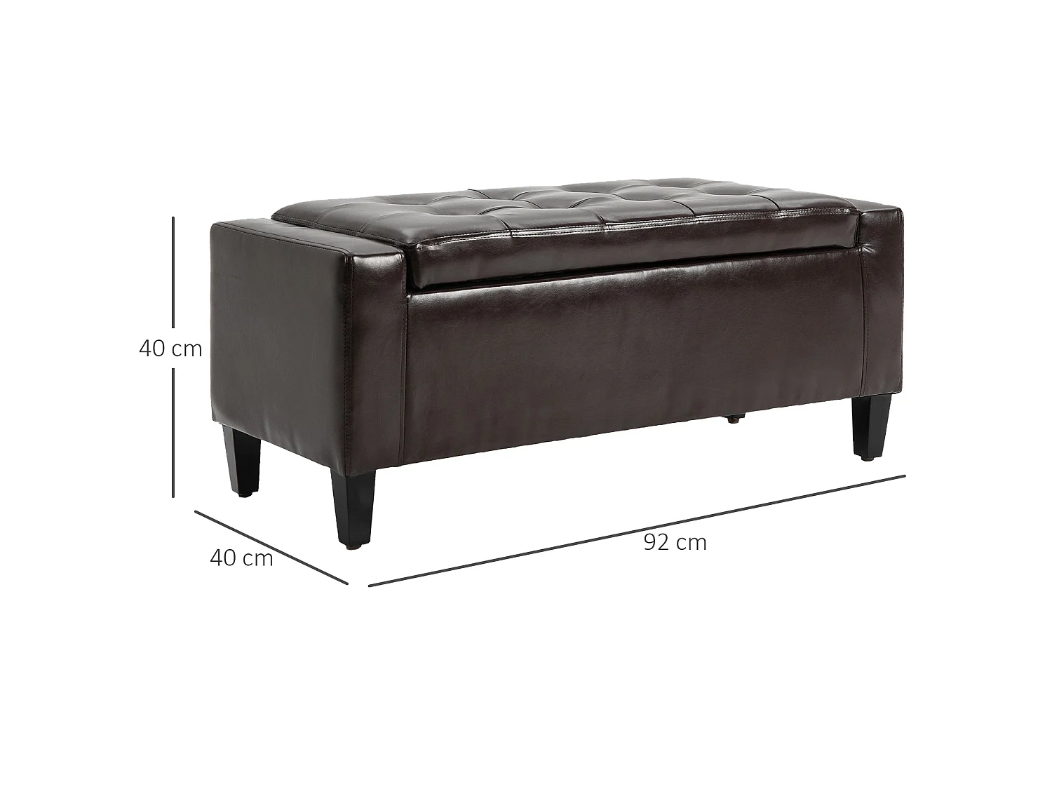 Rira Brown Faux Leather Storage Piano Bench Diamond Tufted Seat