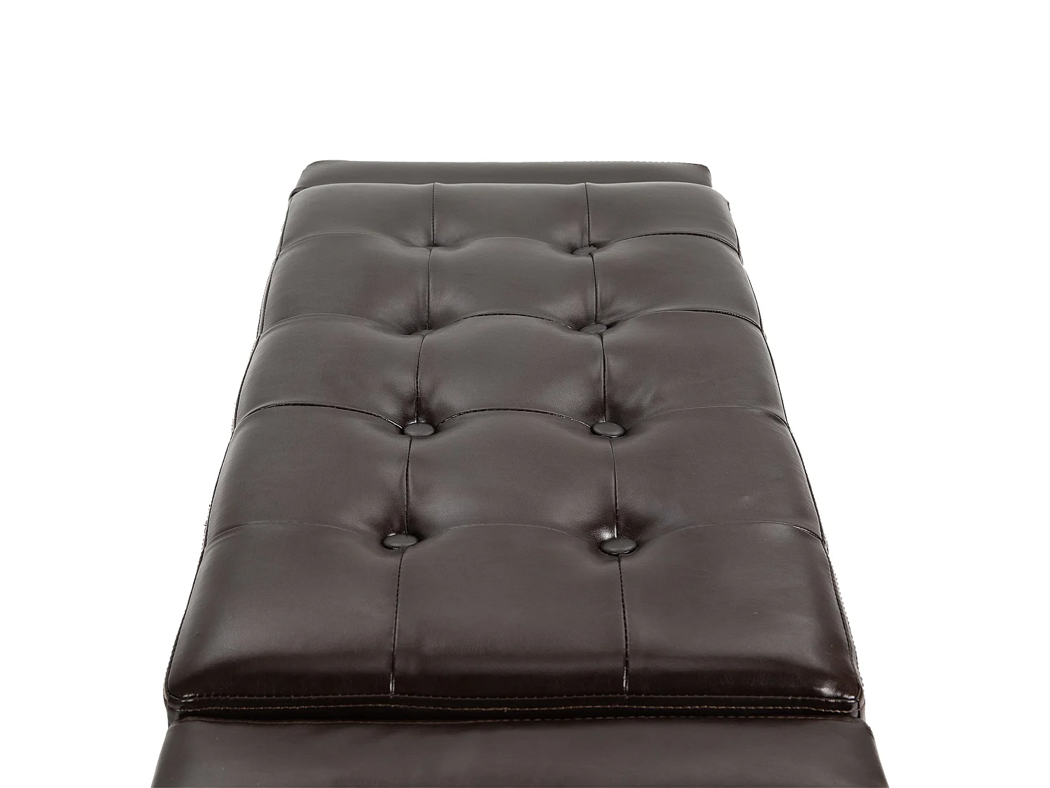 Rira Brown Faux Leather Storage Piano Bench Diamond Tufted Seat