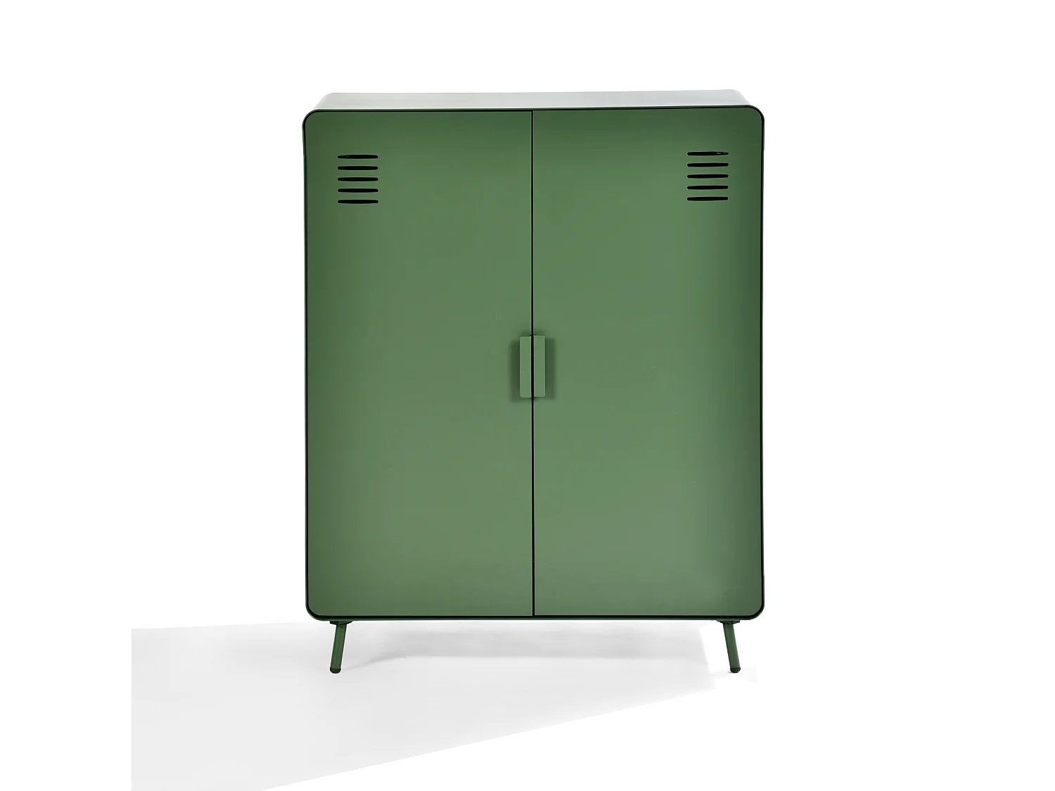 WALNUT - Armoire à chaussures métallique 2 portes avec 3 niveaux de rangement industriel en vert