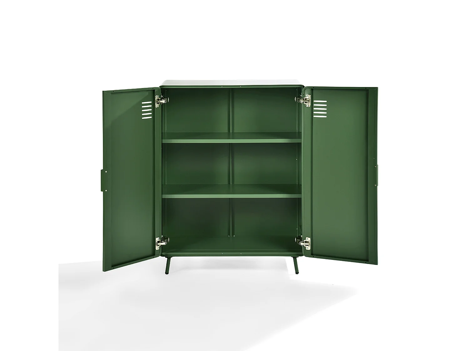 WALNUT - Armoire à chaussures métallique 2 portes avec 3 niveaux de rangement industriel en vert