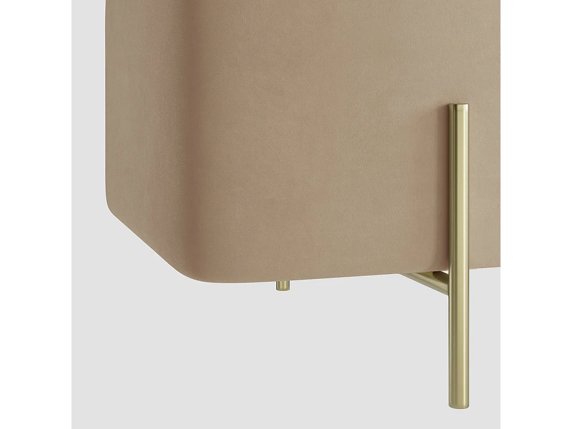 Elowen Rectangle Storage Ottoman Bench Cream Velvet Brushed Gold Legs