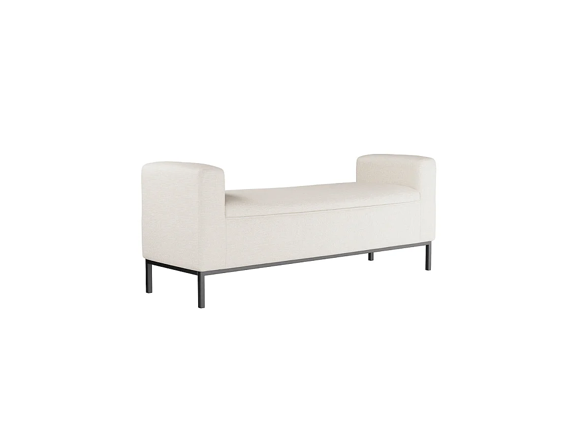 Brooklyn Ivory Linen Bench Matt Black Metal Legs