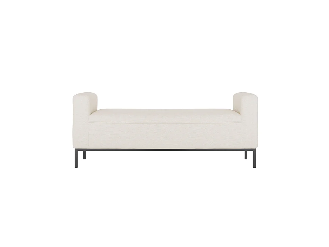 Brooklyn Ivory Linen Bench Matt Black Metal Legs
