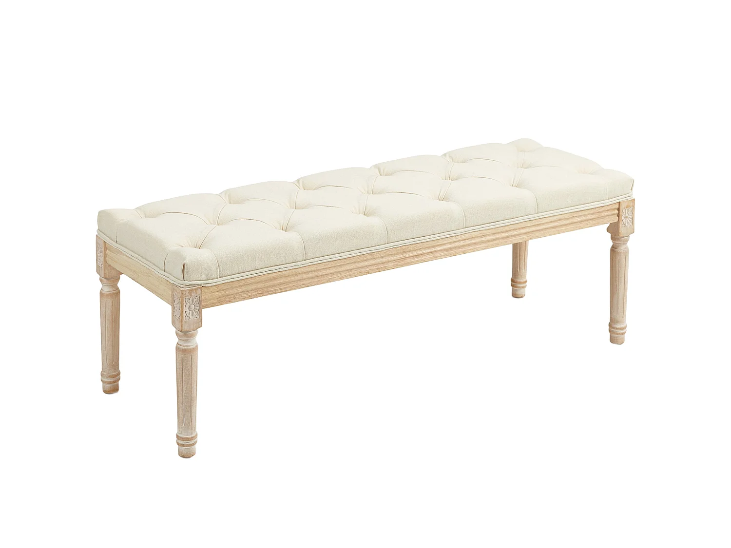 Vero Vintage Cream White Wooden Bed End Bench 115cm