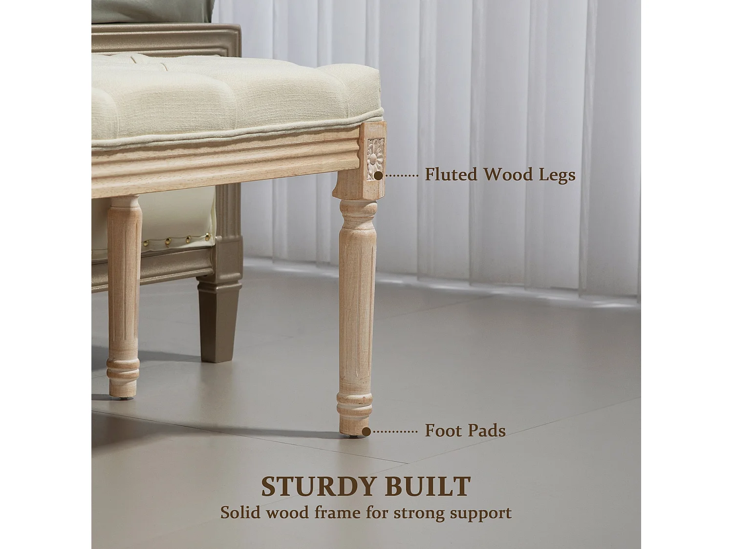 Vero Vintage Cream White Wooden Bed End Bench 115cm