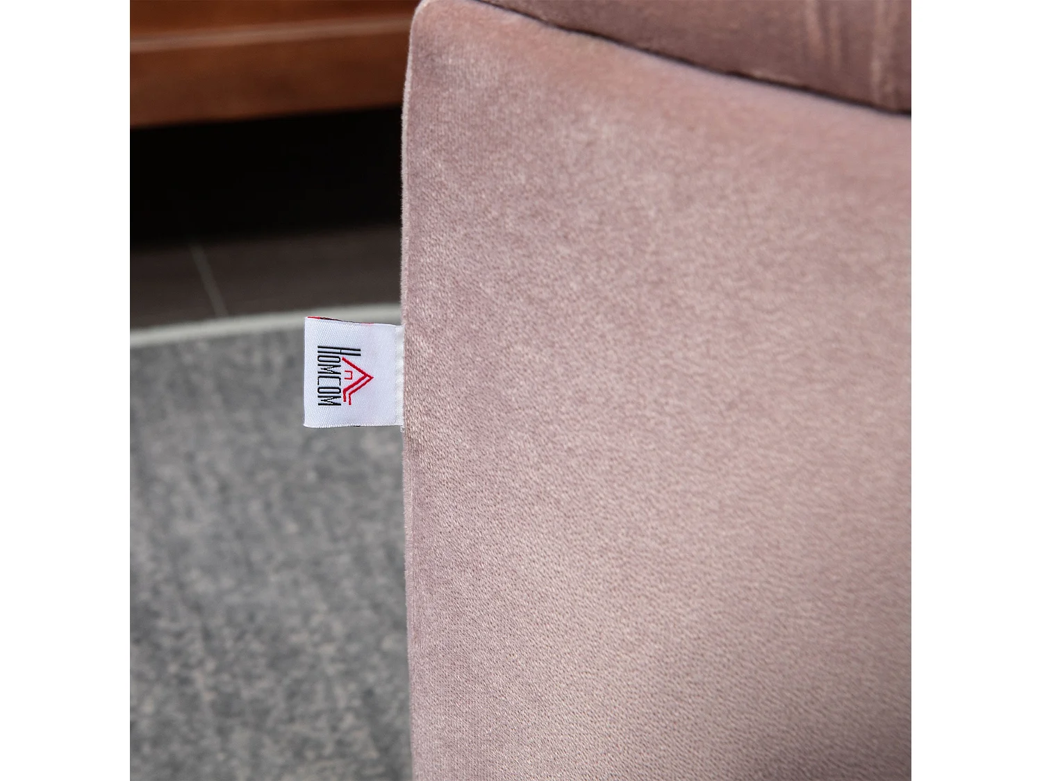 Rafili Velvet Pink Semi Circle Storage Bench with Tufted Seat